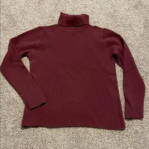 Women's A.N.A. Large Burgundy Ribbed Turtleneck Sweater